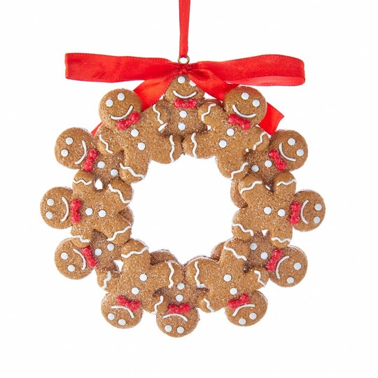 RC Home Decor; 4.75" Gingerbread Cookie Wreath Ornament – Resin Christmas Tree Decoration; Category:Collectible Ornaments; Image:1